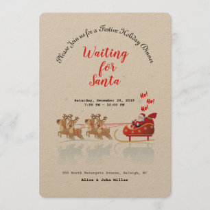 Invitation Nous attendons Père Noël Ho ! Ho ! Ho ! Vacances d