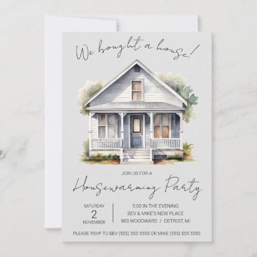 Invitation Nous avons acheté une maison ! Cute Aquarelle Ména (Devant)
