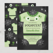 Invitation Nous avons créé un Baby shower Monster (Devant / Derrière)