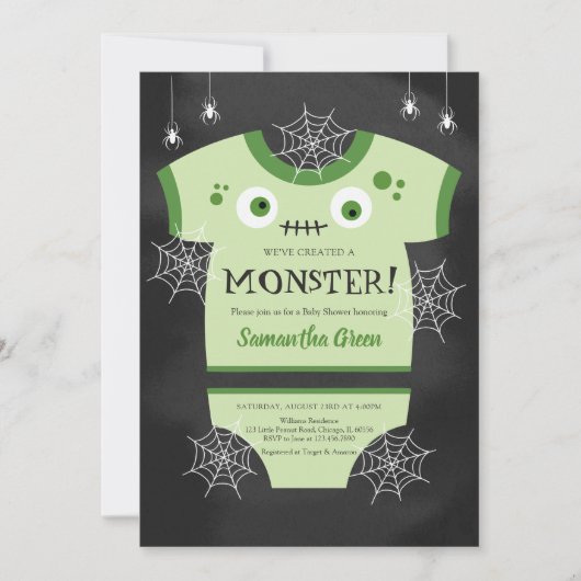Invitation Nous avons créé une douche de bébé monstre (Devant)