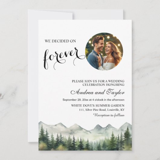 Invitation Nous avons décidé de Forever QR Code et Photo Mari (Devant)