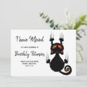 Invitation Nous avons déménagé | Cute chat noir (Debout devant)