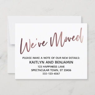 Invitation "Nous avons déménagé" Type moderne en Rose Gold Ca