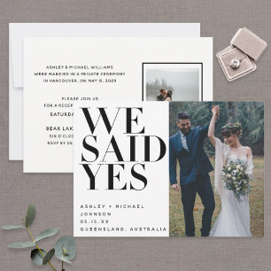 Invitation NOUS AVONS DIT OUI 2 Photos Réception de Mariage