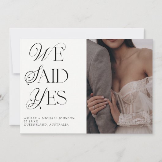 Invitation Nous Avons Dit Oui Photo Mariage Réception QR Code (Devant)