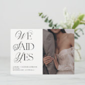 Invitation Nous Avons Dit Oui Photo Mariage Réception QR Code (Debout devant)