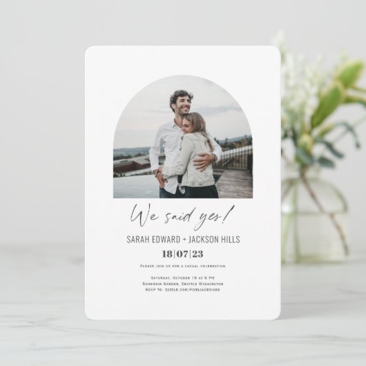 Invitation Nous avons dit oui simple mariage moderne photo el (Debout devant)