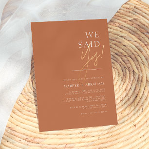Invitation Nous Avons Dit Oui Terracotta & Gold Minimaliste M