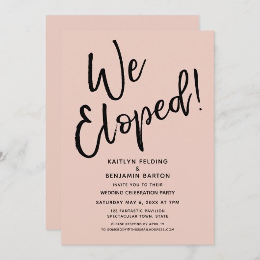 Invitation Nous Avons Échappé ! Fête du Mariage décontracté B (Devant / Derrière)