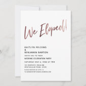 Invitation Nous Avons Échappé ! Réception rose Gold Wedding (Devant)