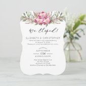 Invitation Nous Avons Elopé Aquarelle Rose Floral Mariage Elo (Debout devant)