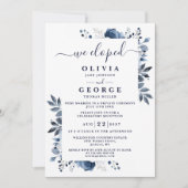 Invitation Nous Avons Elopé Bleu Botanique Floral Elopement P (Devant)