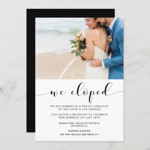 Invitation Nous avons elopé Elegant noir & blanc photo faire-