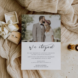 Invitation Nous avons elopé Elegant romantique mariage faire-