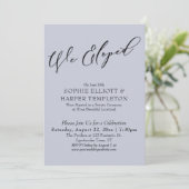 Invitation Nous Avons Elopé, Élégant Simple Dusty Blue Celebr (Debout devant)