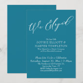 Invitation Nous Avons Elopé, Élégant Simple Mosaic Blue Celeb (Devant / Derrière)