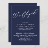 Invitation Nous avons élopé, élégante Simple Navy Blue Celebr (Devant / Derrière)