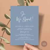 Invitation Nous avons Elopé, Mariage Elopement, en bleu Dusty