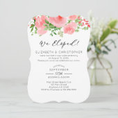 Invitation Nous Avons Elopé Mariage Floral Rose (Debout devant)