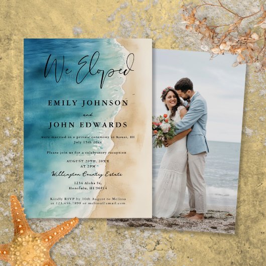 Invitation Nous avons Elopé Ocean Beach Elopement Mariage Pho