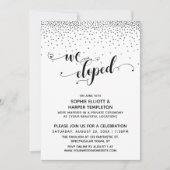 Invitation Nous Avons Elopé Script Argent Confetti Réception  (Devant)