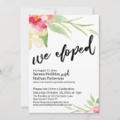 Invitation Nous avons Elopé Script Décontracté avec Fleurs Aq (Devant)