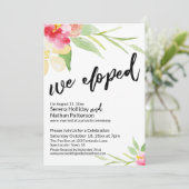 Invitation Nous avons Elopé Script Décontracté avec Fleurs Aq (Debout devant)