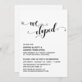 Invitation Nous avons Eloped Black & White Script avec récept (Devant / Derrière)