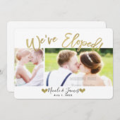 Invitation Nous avons Eloped Gold Modern Photo Mariage Fiança (Devant / Derrière)