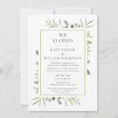 Invitation Nous avons Eloped Greenery Mariage photo (Devant)