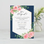 Invitation Nous Avons Été Elopement Mariage Floral Marine Ros (Debout devant)