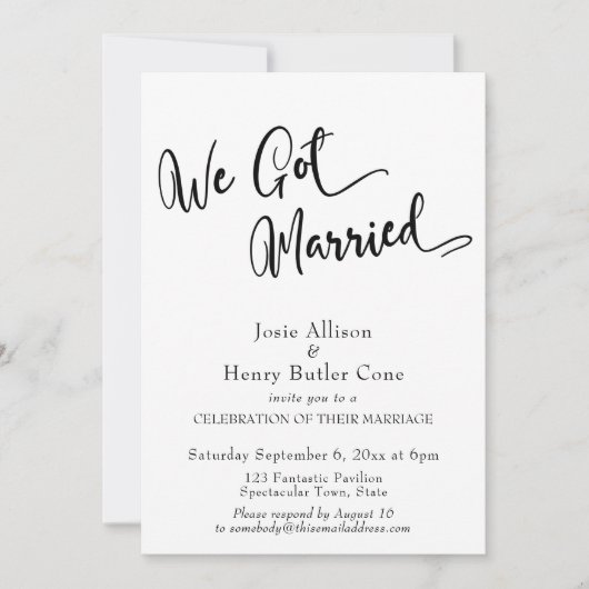 Invitation Nous Avons Été Mariés Mariage Réception, Gold Conf (Devant)