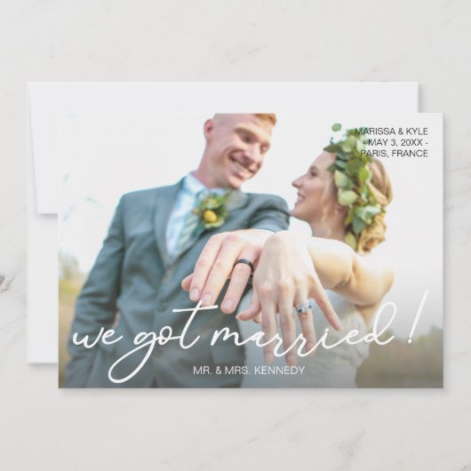 Invitation Nous Avons Été Mariés Typographie De Script & Phot (Devant)