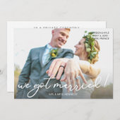 Invitation Nous Avons Été Mariés Typographie De Script & Phot (Devant / Derrière)