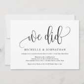 Invitation Nous avons fait, célébration de mariage en fuite (Devant)