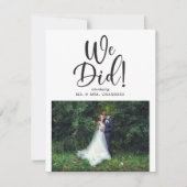 Invitation Nous Avons Fait Elopement Photo (Devant)