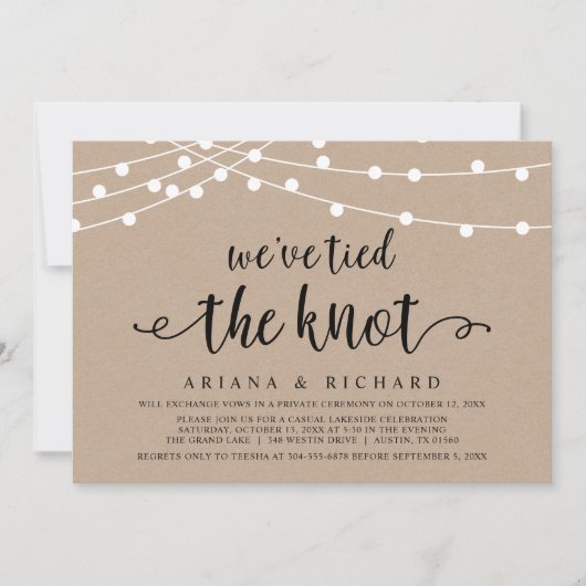 Invitation Nous avons fait le noeud, Fête de Mariage en Elope (Devant)