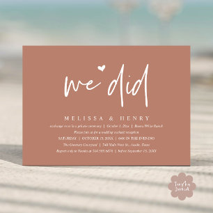 Invitation Nous Avons Fait Moderne Mariage Elopement Dîner De