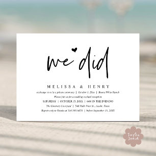 Invitation Nous Avons Fait Moderne Mariage Elopement Dîner De
