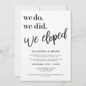 Invitation Nous Avons Fait Nous Avons Elopé Mariage Réception (Devant)