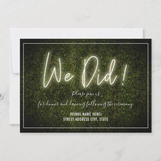 Invitation Nous Avons Fait White Neon Boxwood Mariage Récepti (Devant)