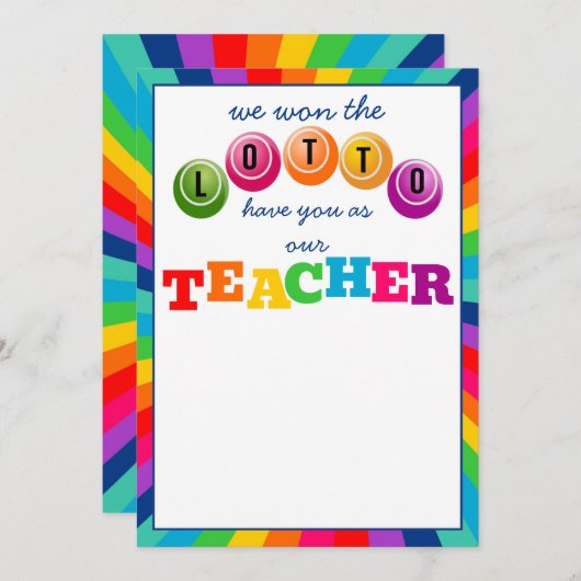 Invitation Nous avons gagné le Lotto en vous ayant comme cade (Devant / Derrière)