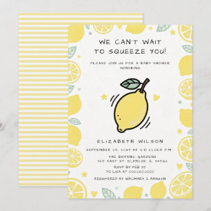 Invitation Nous avons hâte de vous presser Baby Shower Citron