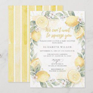 Invitation Nous avons hâte de vous presser Baby Shower Citron