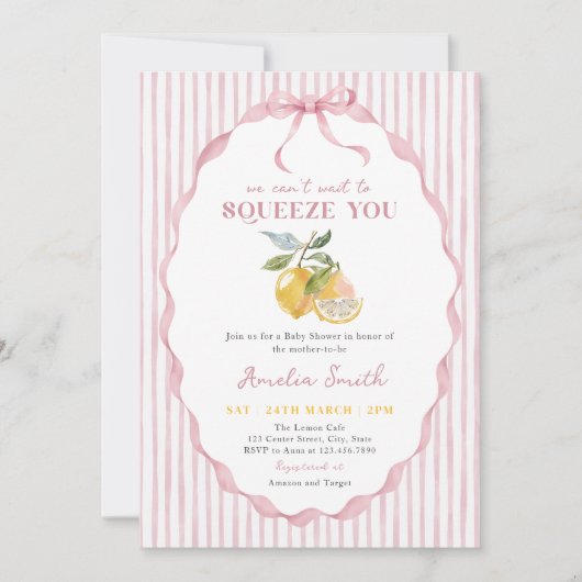 Invitation Nous avons hâte de Vous Presser Citron Fête de Béb (Devant)