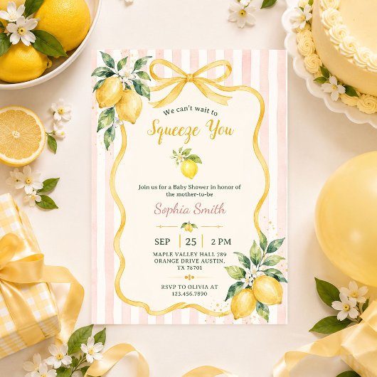 Invitation Nous avons hâte de Vous Presser Citron Fête de Béb