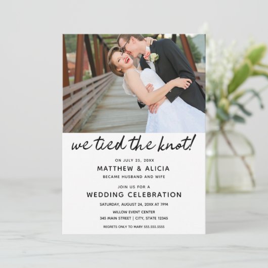 Invitation Nous avons lié la réception de mariage de noeud (Debout devant)