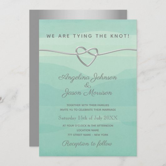 Invitation Nous Avons Lié La Réception De Mariage De Noeud (Devant / Derrière)