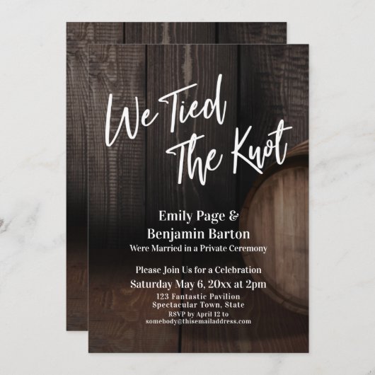 Invitation Nous avons lié la réception de mariage de vin de n (Devant / Derrière)