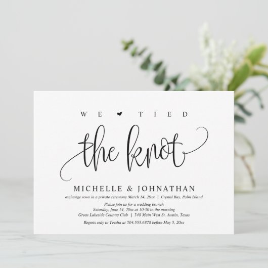 Invitation Nous Avons Lié Le Knot, Mariage Elopement Party In (Debout devant)
